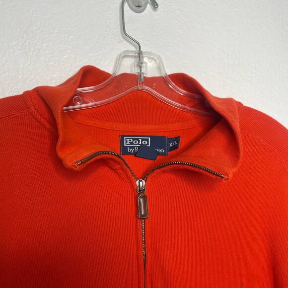 Polo by Ralph Lauren Mens Sweater Size XXL Orange 1/2 Zip Up Pullover Knit - Picture 12 of 16